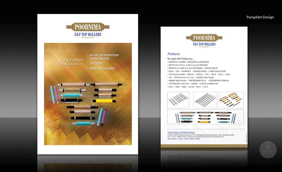 Poornima F & F Top Rollers Spinning Process Brochure Designing Coimbatore Tamilnadu India